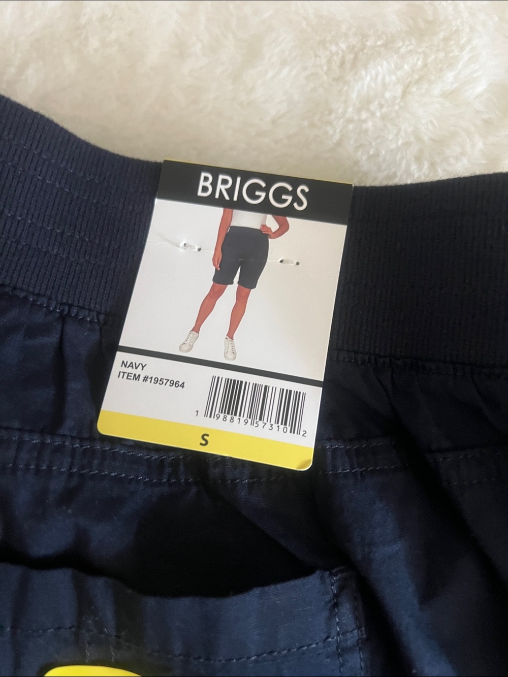 NWT Briggs Navy Elastic-Waist Bermuda Shorts with Roll-Cuff with pocket size S - Picture 13 of 16